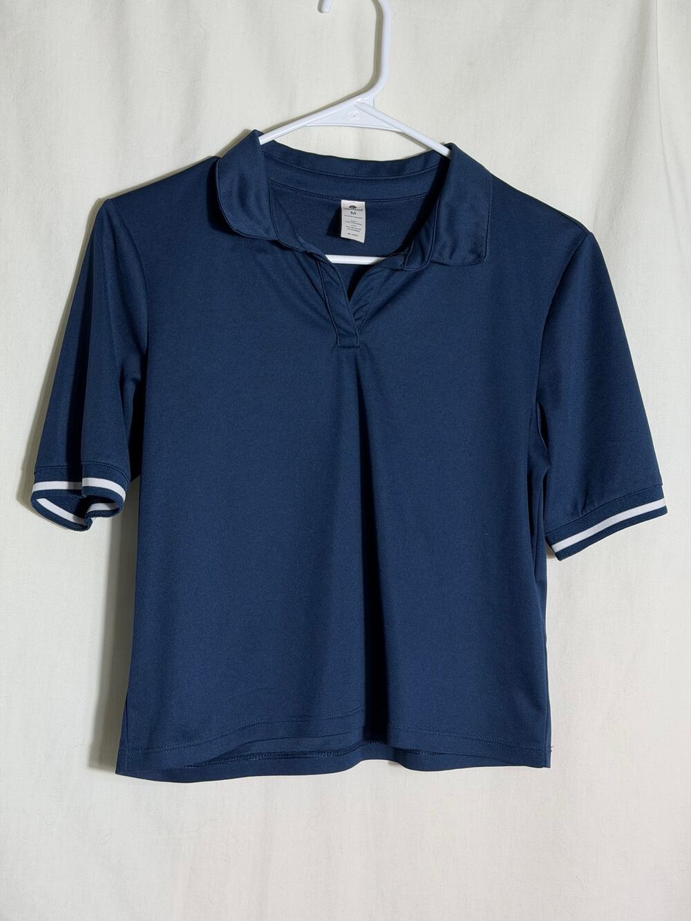 90 Degree By Reflex Navy Cropped Polo Shirt Women's Medium Athletic Golf Top